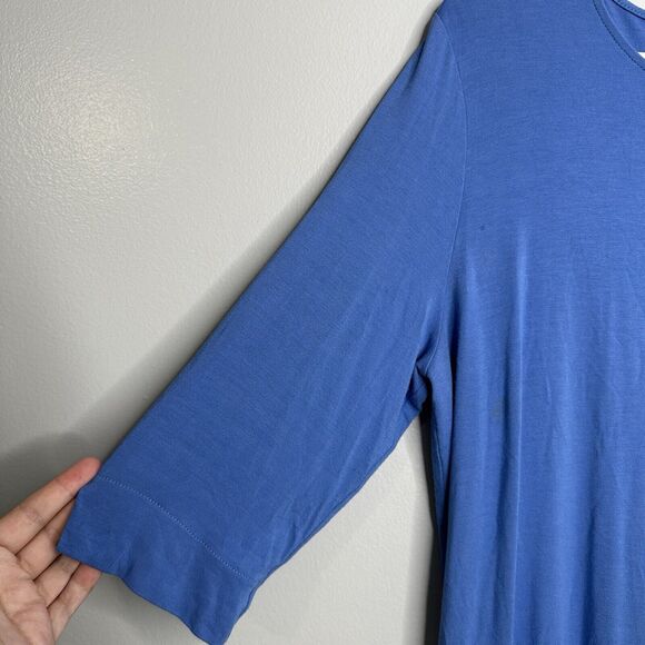 J Jill Wearever Top Womans Size L Blue Blouse Stretch Knit Lightweight Pullover - Picture 4 of 10
